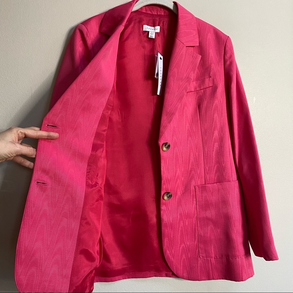 TOPSHOP Pink Moire Grandad Blazer - Picture 7 of 16
